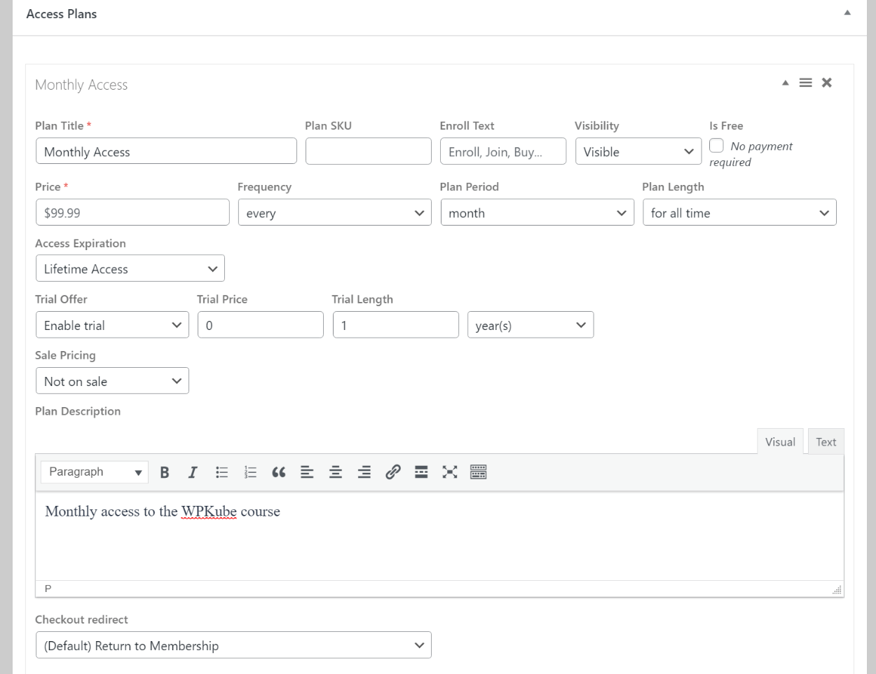 Access plans