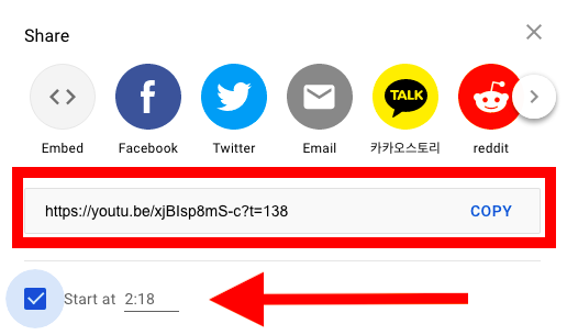 How to embed YouTube video starting at specific time