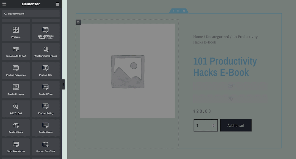 The Elementor WooCommerce widgets.