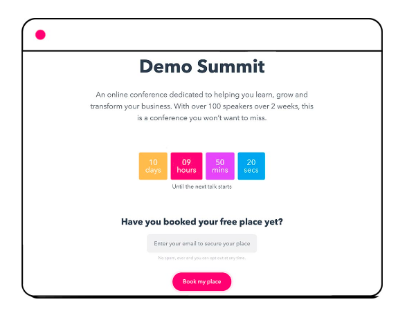 Event landing page