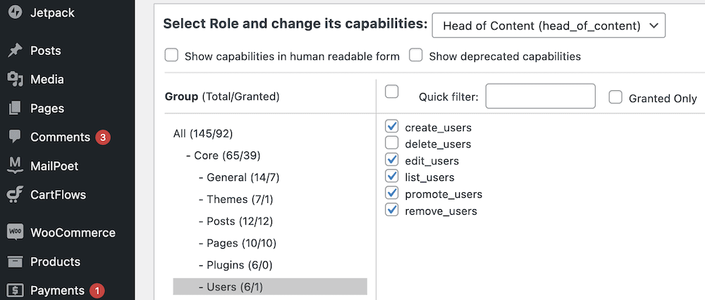 Adding new capabilities to the Head of Content role.