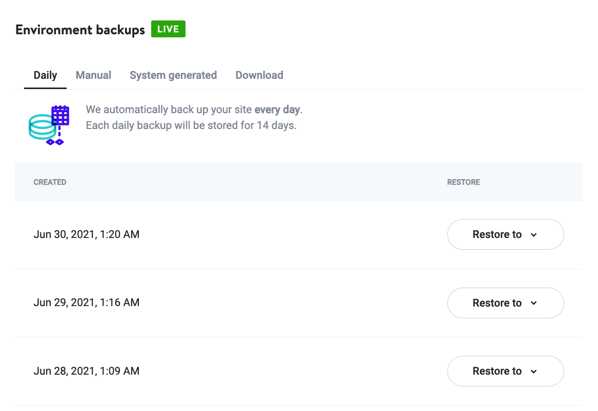 Backups on Kinsta