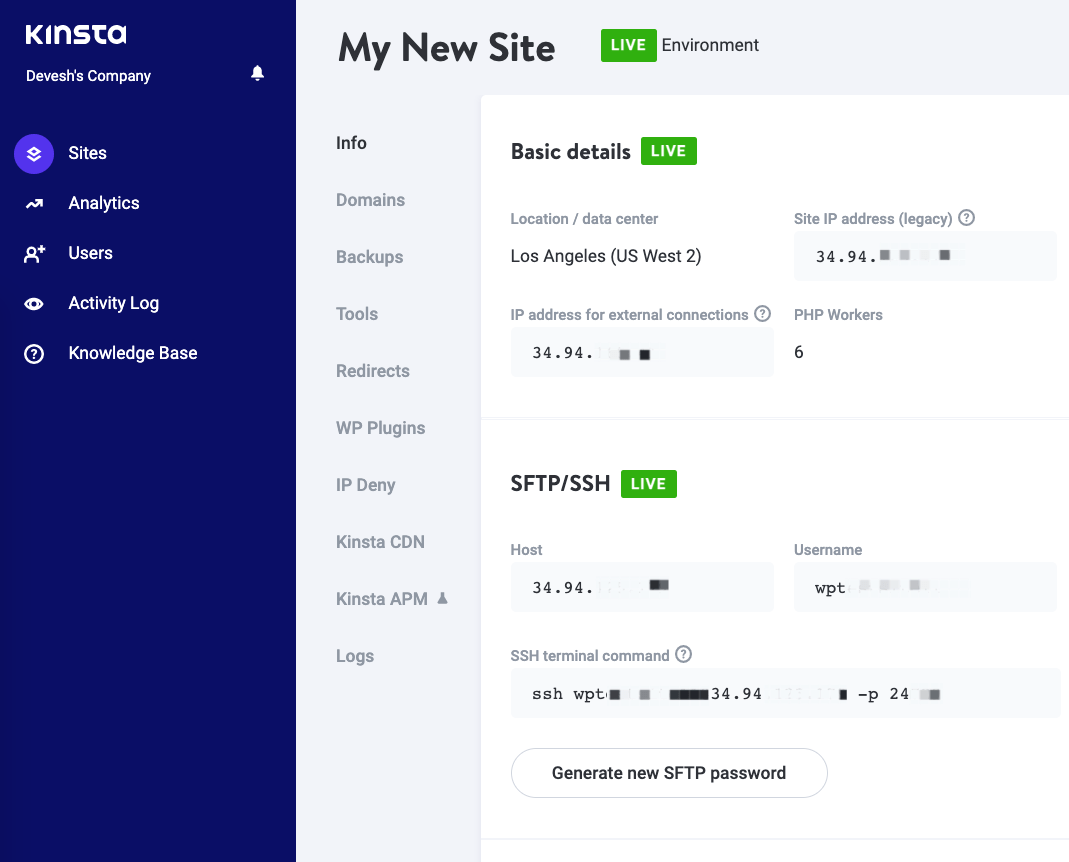 Is This WordPress Host Worth the Investment? 3 Kinsta hosting review: site dashboard