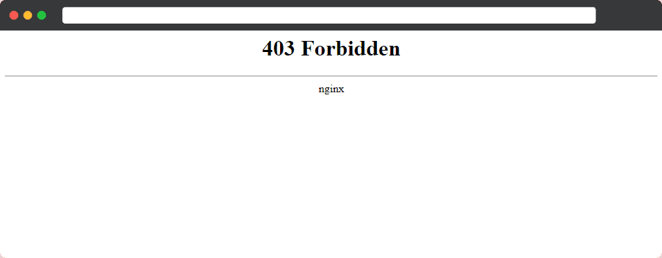 An Nginx 403 Forbidden WordPress error message.