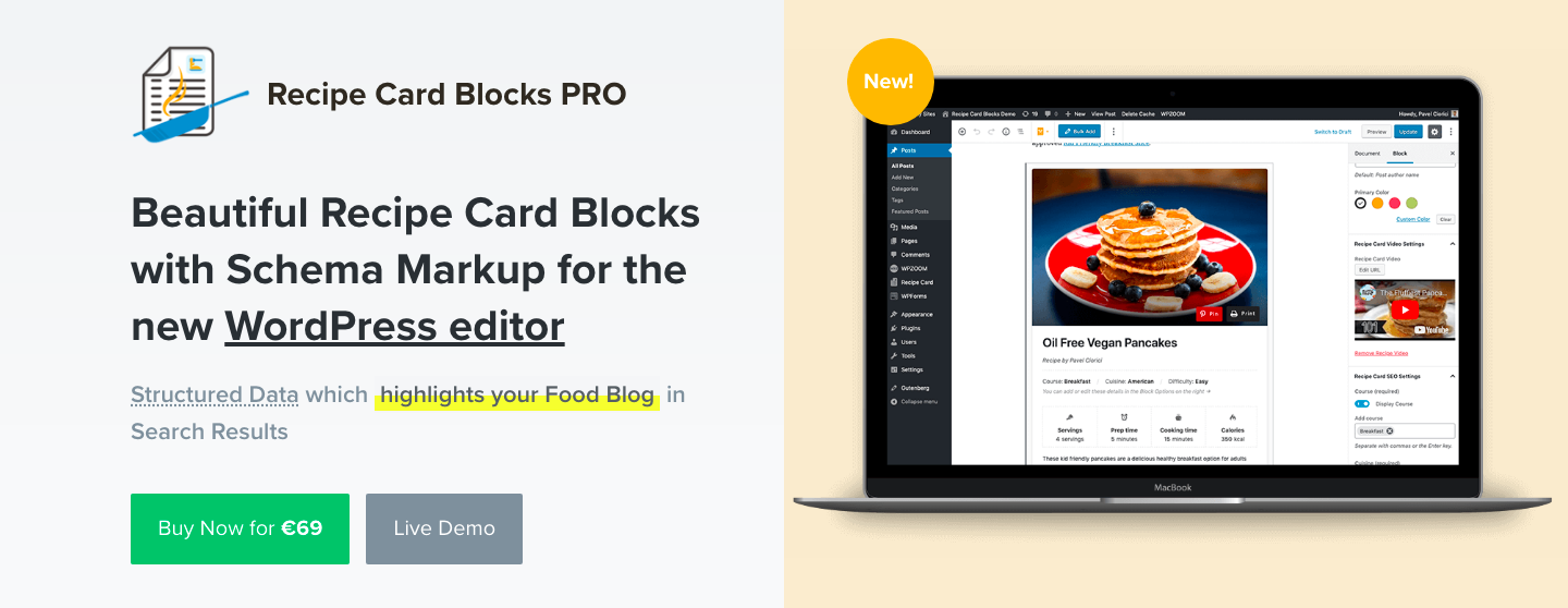 Recipe Card Blocks Pro plugin