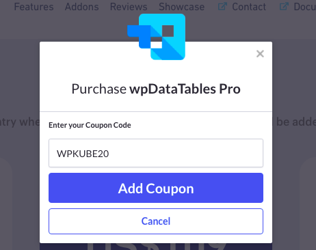 wpDataTables coupon WPKUBE20