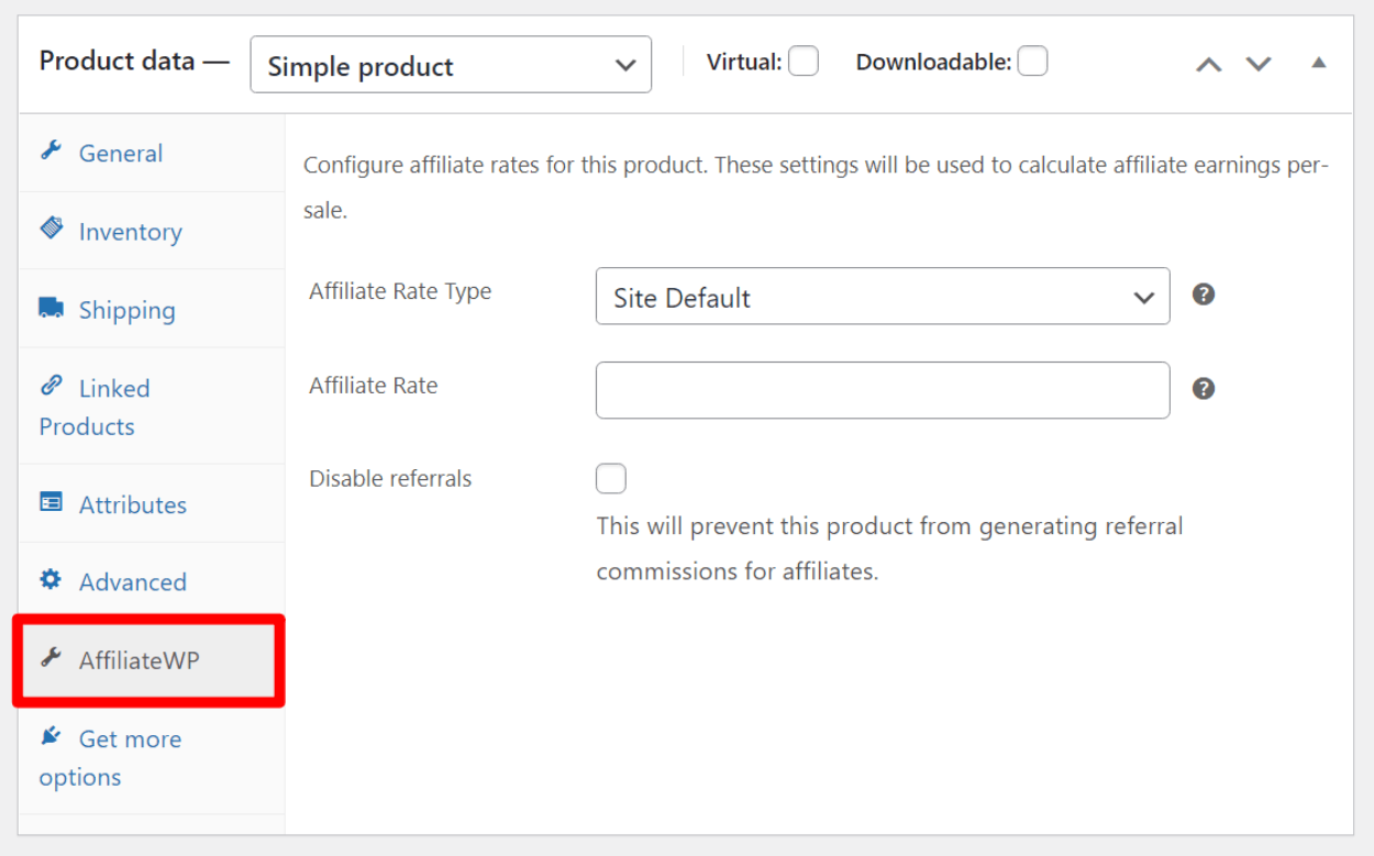 Setting per-product affiliate rates