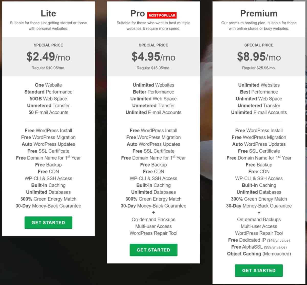 GreenGeeks pricing