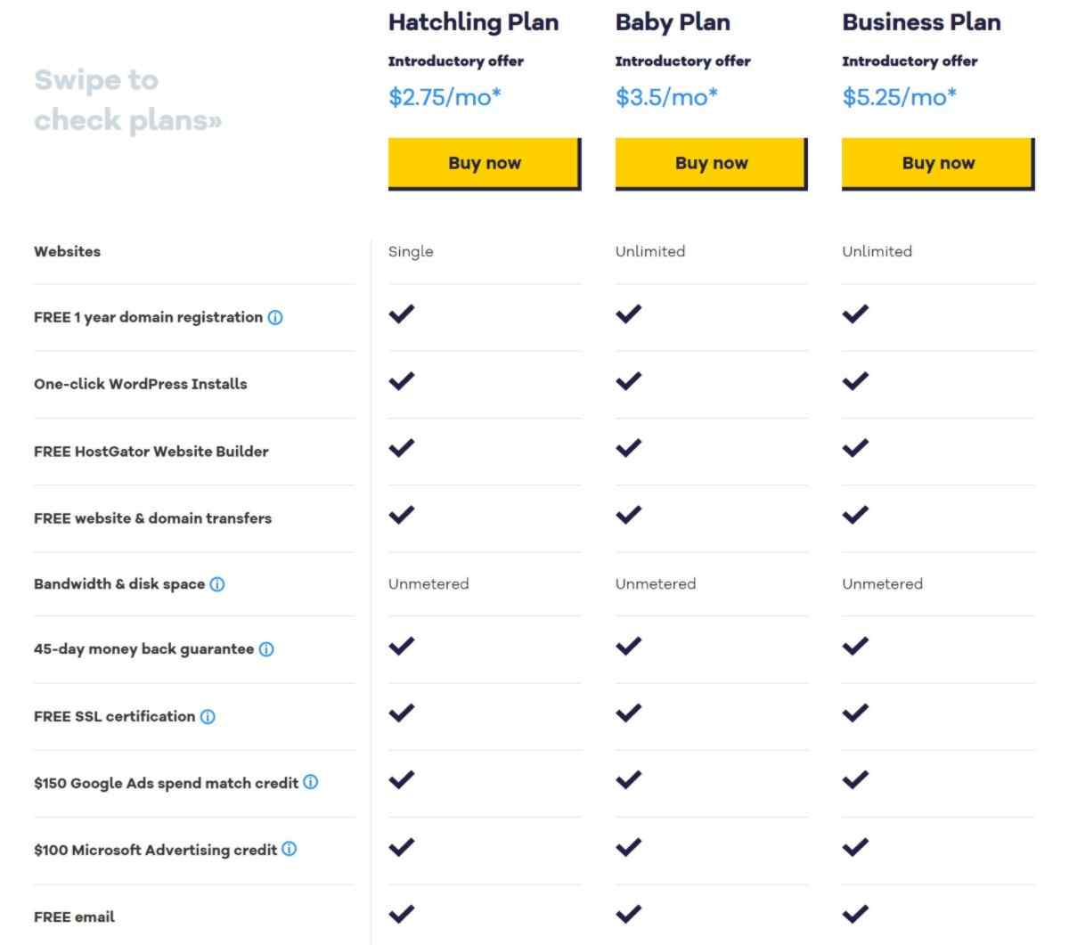 HostGator pricing shared