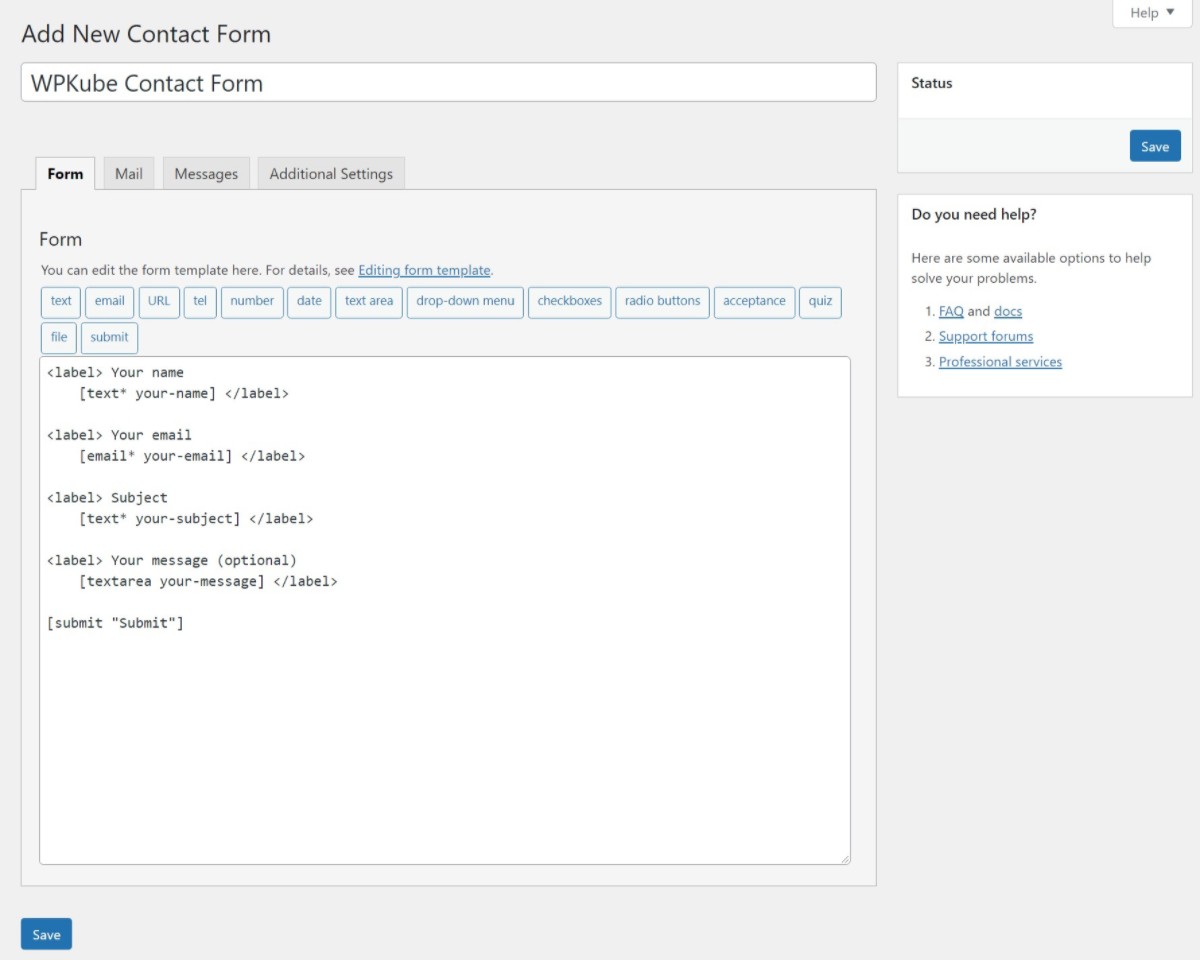 Contact Form 7 interface