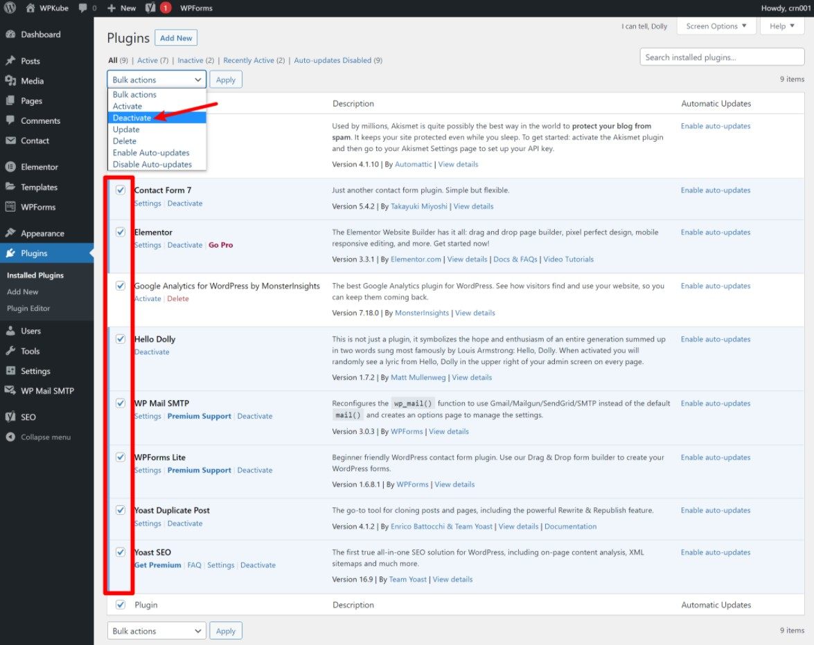 Deactivate plugins