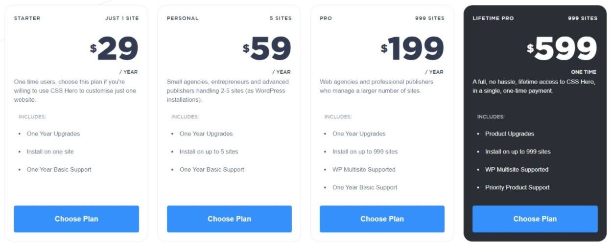 CSS Hero pricing