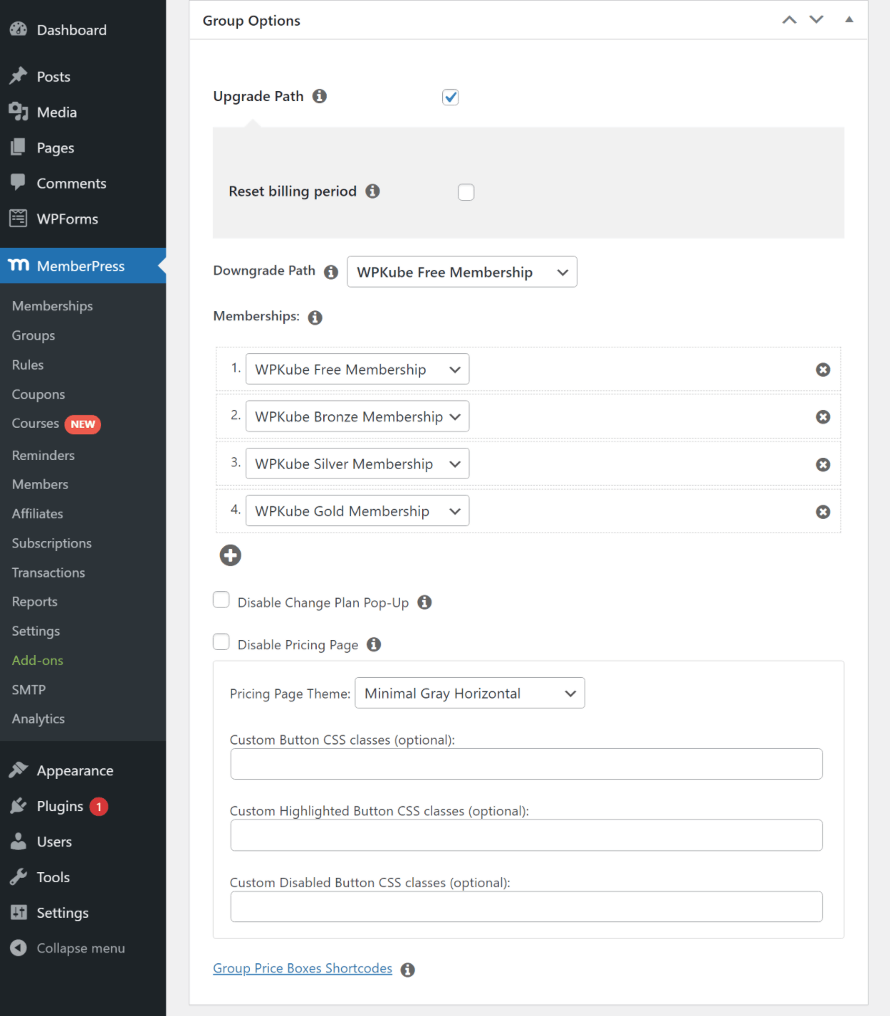 Membership group setup