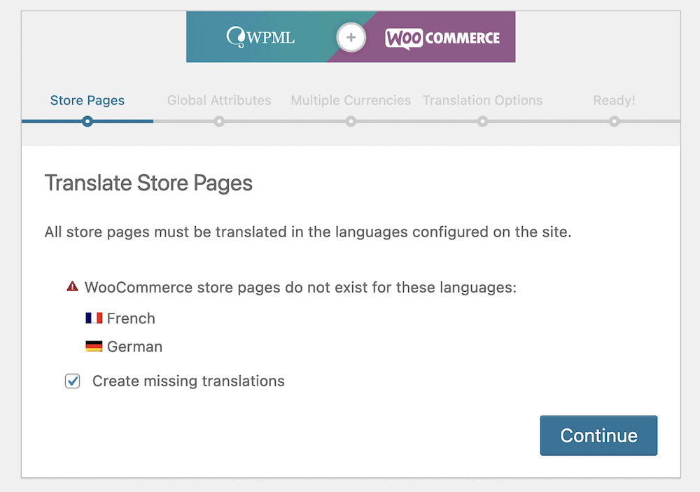 The Store Pages step.