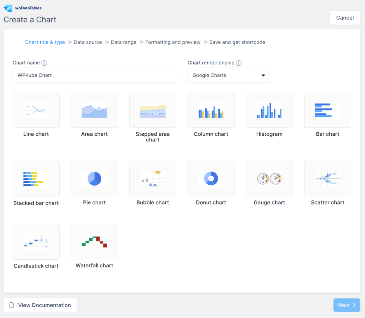 wpDataTables chart builder