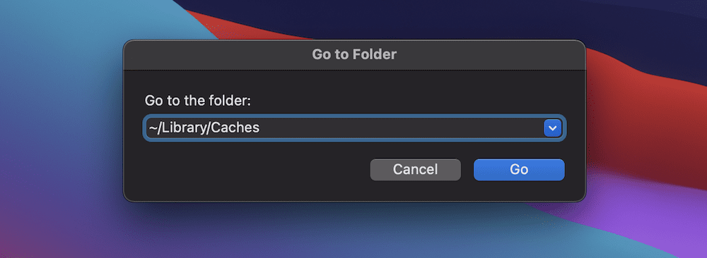 Menemukan folder Perpustakaan/Tembolok di dalam macOS.