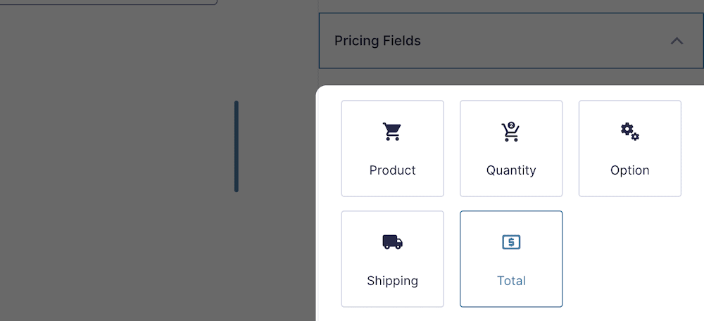 Choosing the Total field.