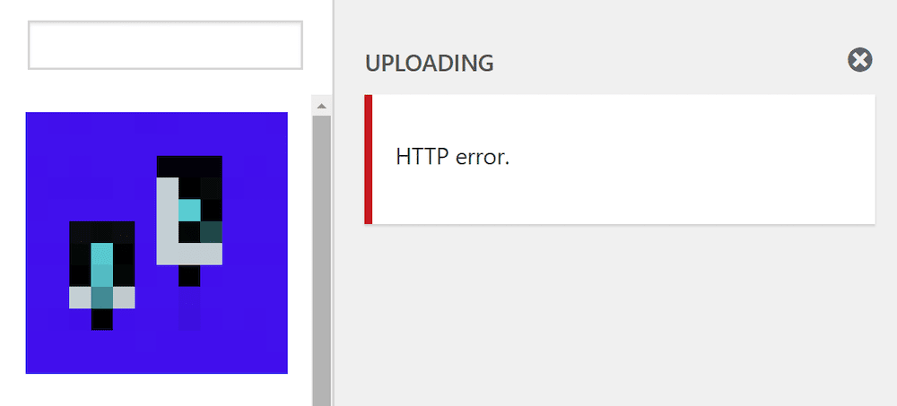 A Media Library HTTP error when uploading images to WordPress.