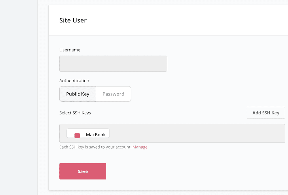 The SpinupWP SFTP options.