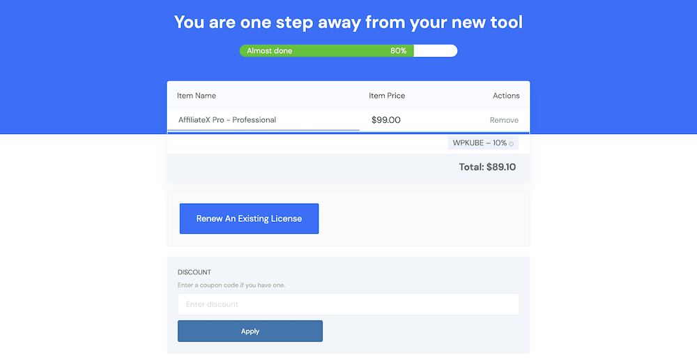 A Kraft Plugins checkout once you apply a discount code.