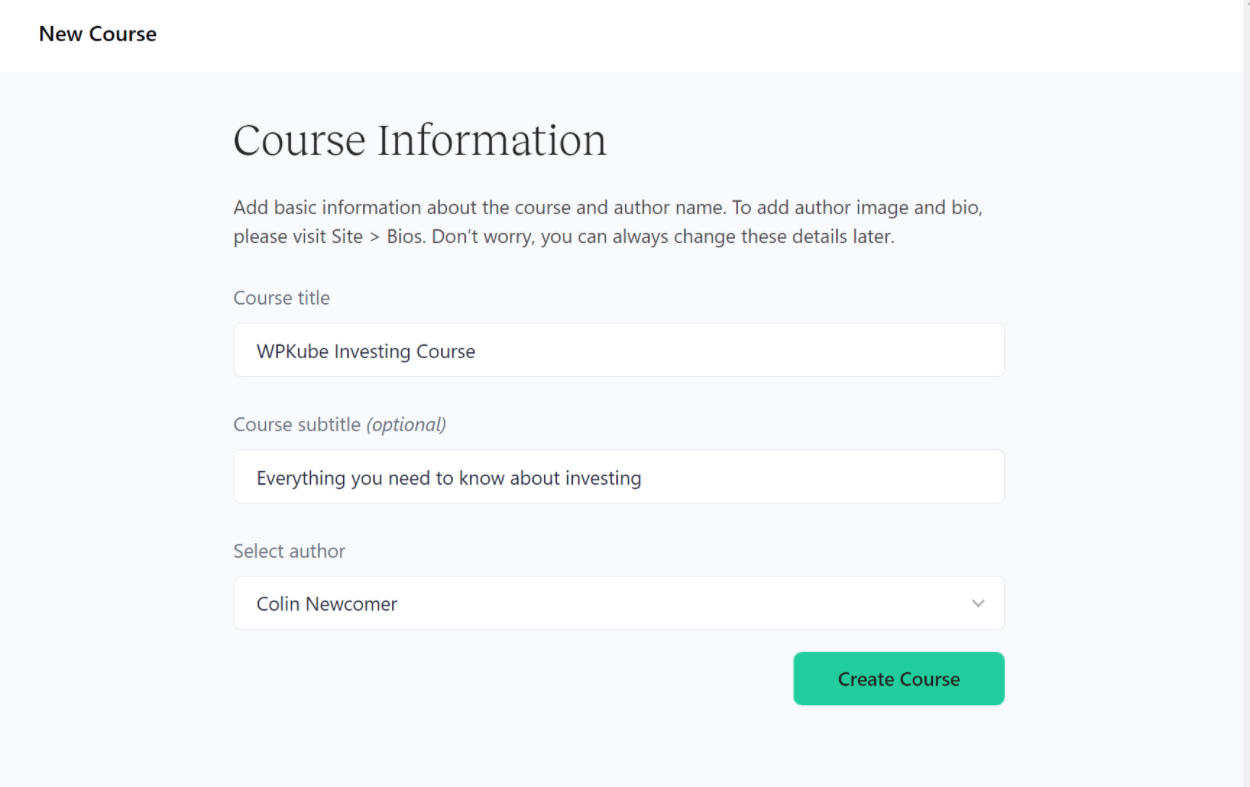 Basic course details