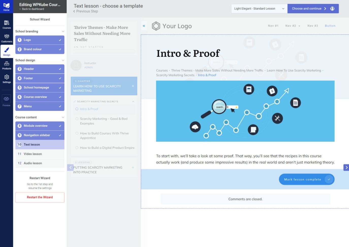 Customizing lesson design