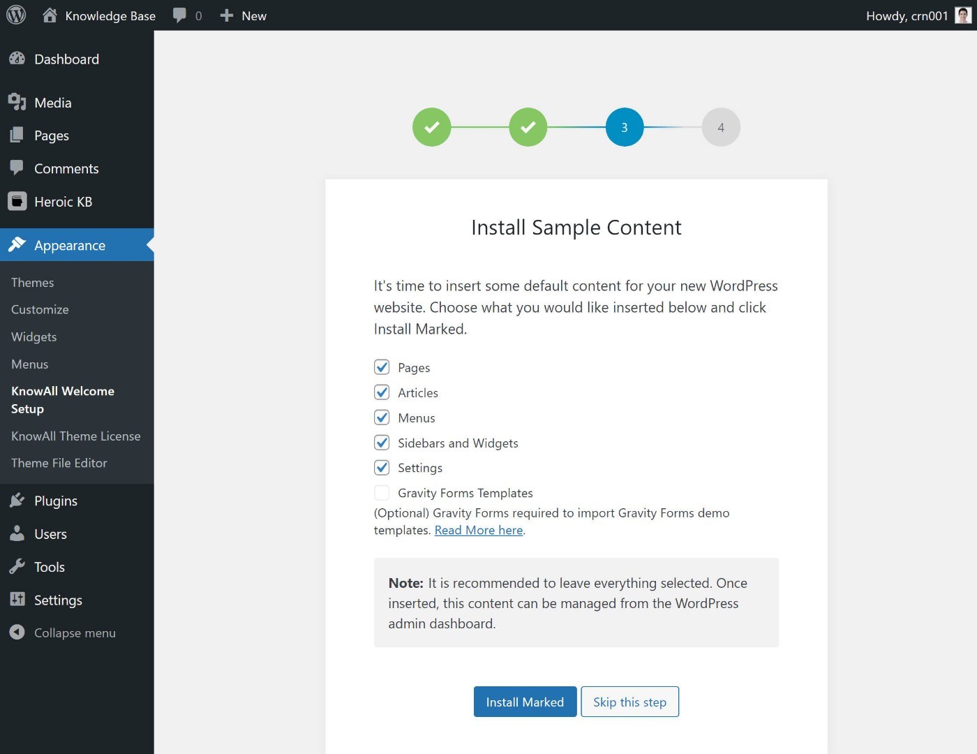 KnowAll theme setup wizard review
