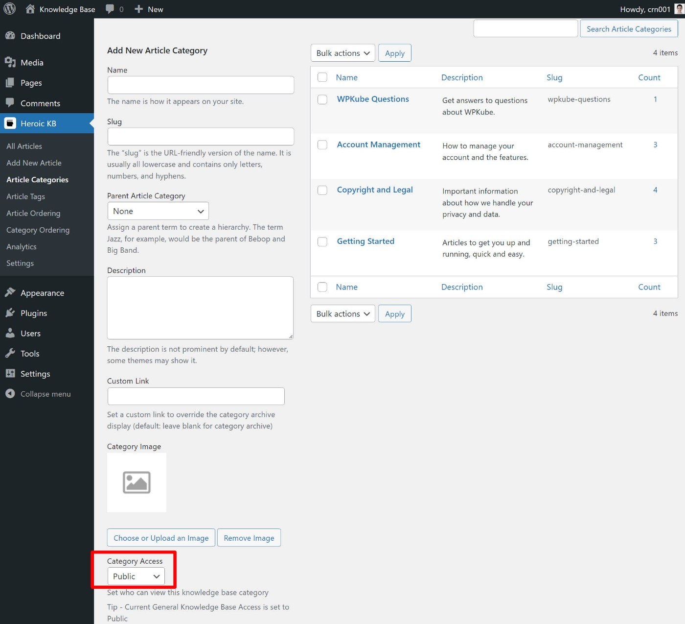 Article categories