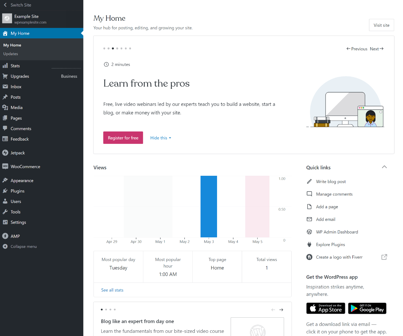 WordPress.com dashboard