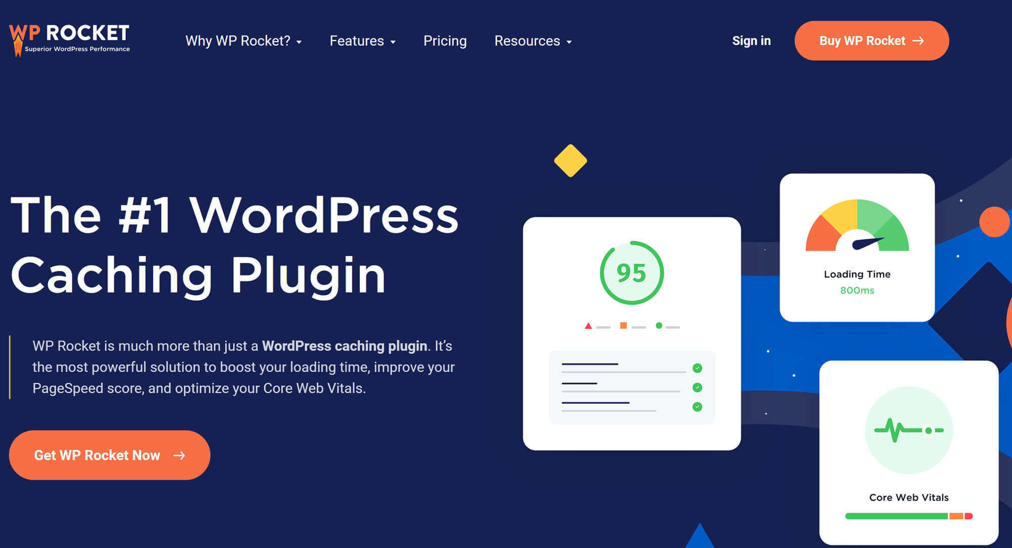 Best caching plugins: WP Rocket homepage