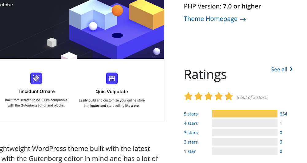 An overview of Blocksy's ratings on WordPress.org.