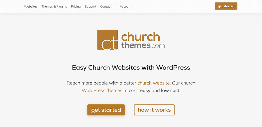 The ChurchThemes.com home page.