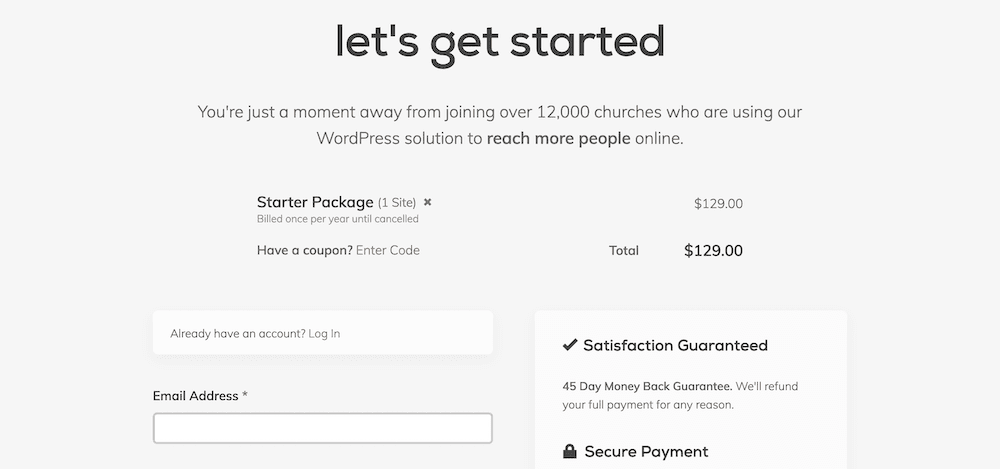 ChurchThemes.com's payment screen.