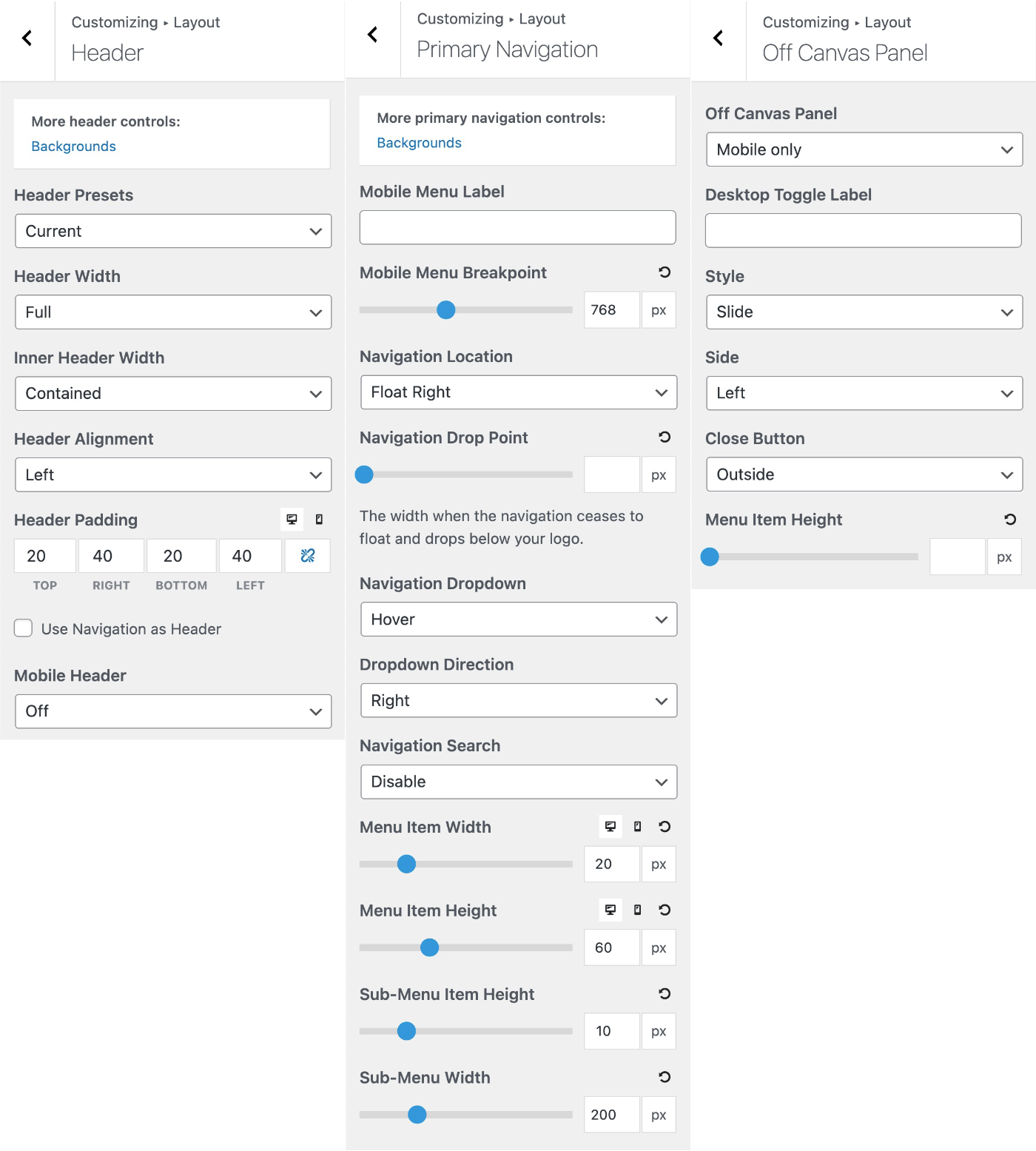 GeneratePress header layouts