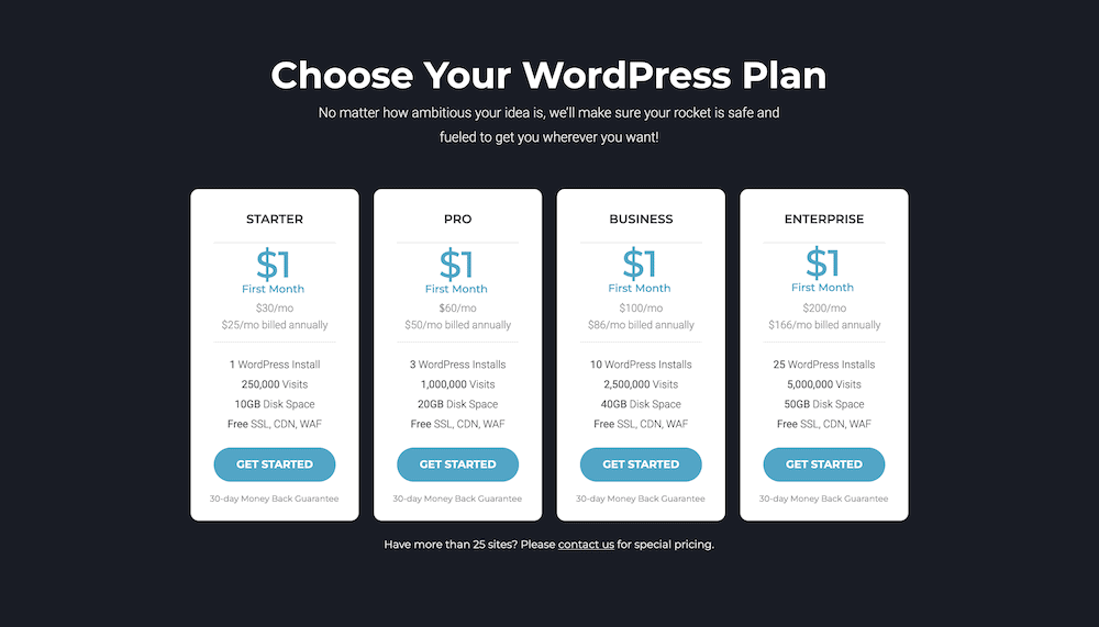 Rocket.net's exclusive WPKube pricing page.