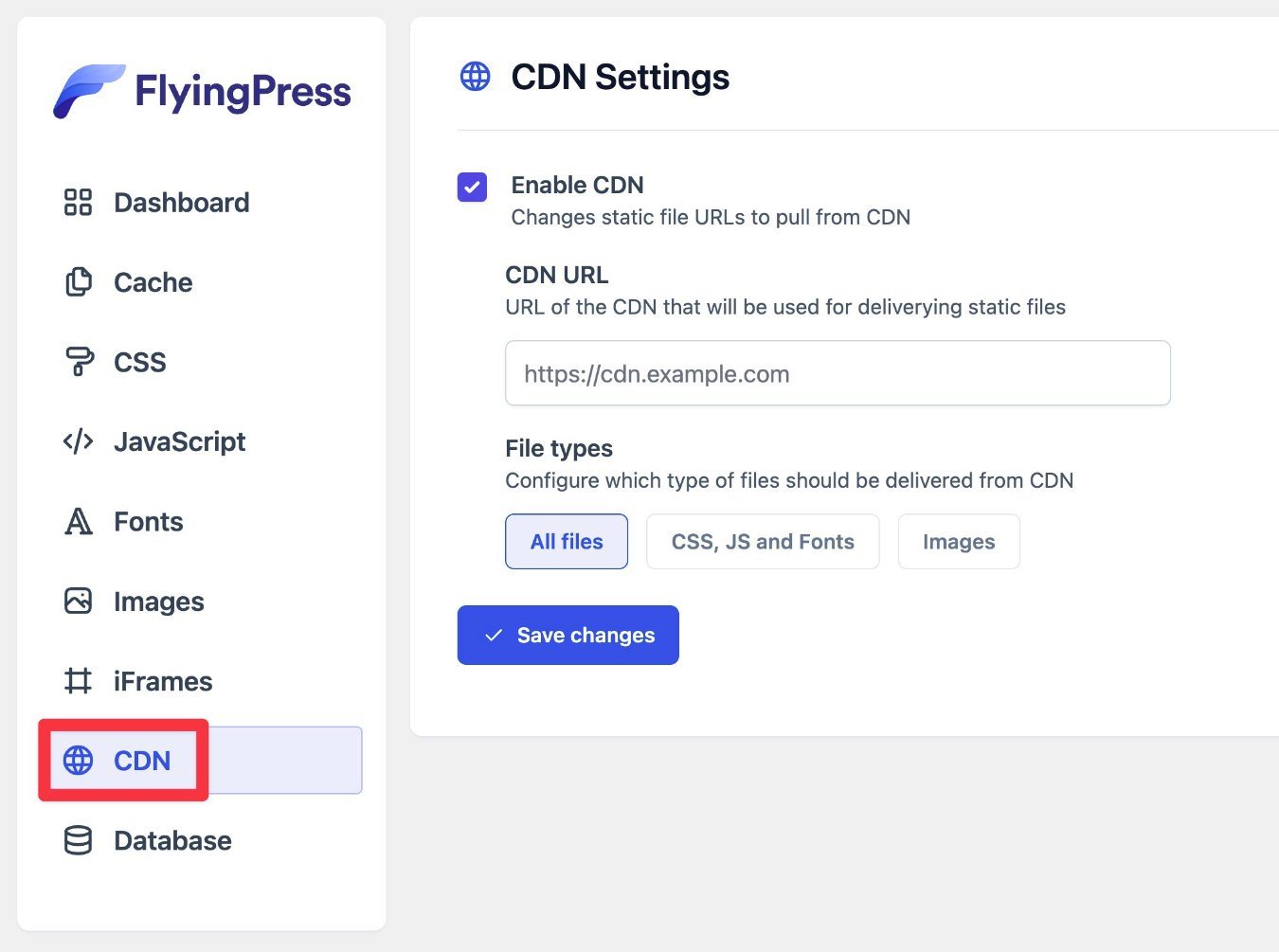 FlyingPress CDN options