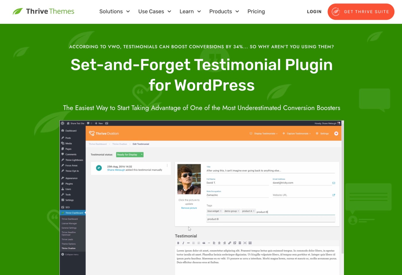 Thrive Ovation WordPress testimonial plugin