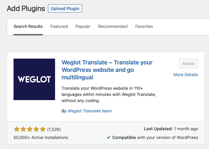 Install and Activate Weglot