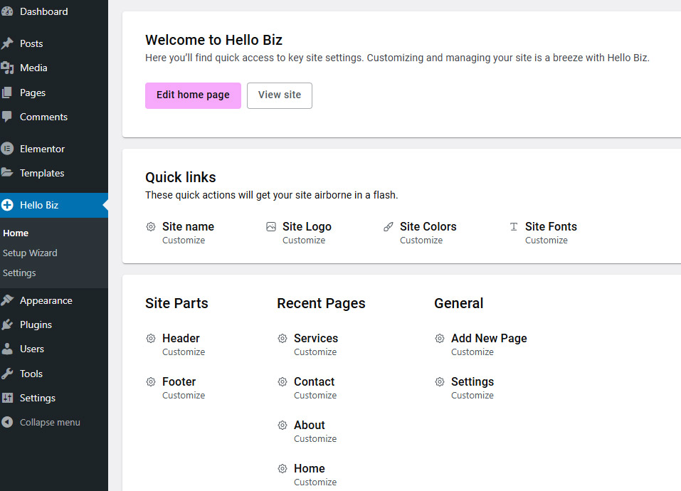 Hello Biz customization options