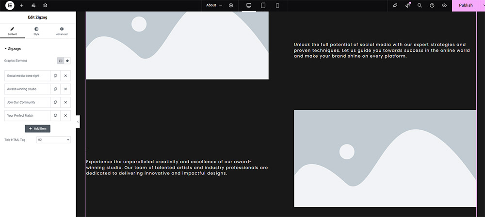 Zigzag widget